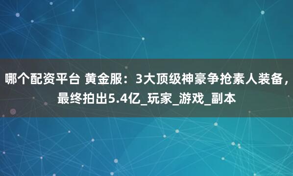 哪个配资平台 黄金服：3大顶级神豪争抢素人装备，最终拍出5.4亿_玩家_游戏_副本
