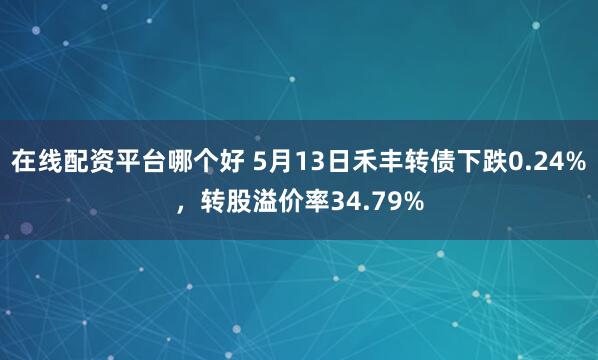 在线配资平台哪个好 5月13日禾丰转债下跌0.24%，转股溢价率34.79%