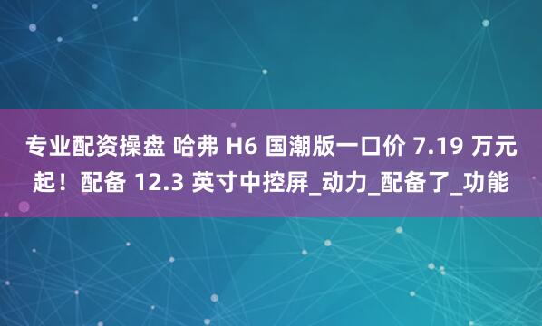 专业配资操盘 哈弗 H6 国潮版一口价 7.19 万元起！配备 12.3 英寸中控屏_动力_配备了_功能